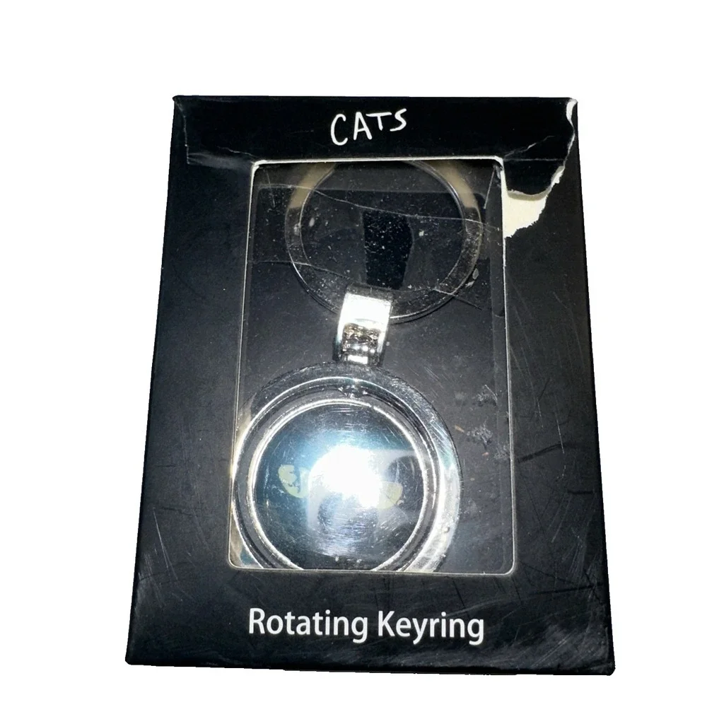 Vintage CATS Double Sided Rotating Keyring Keychain 1981  NIB
